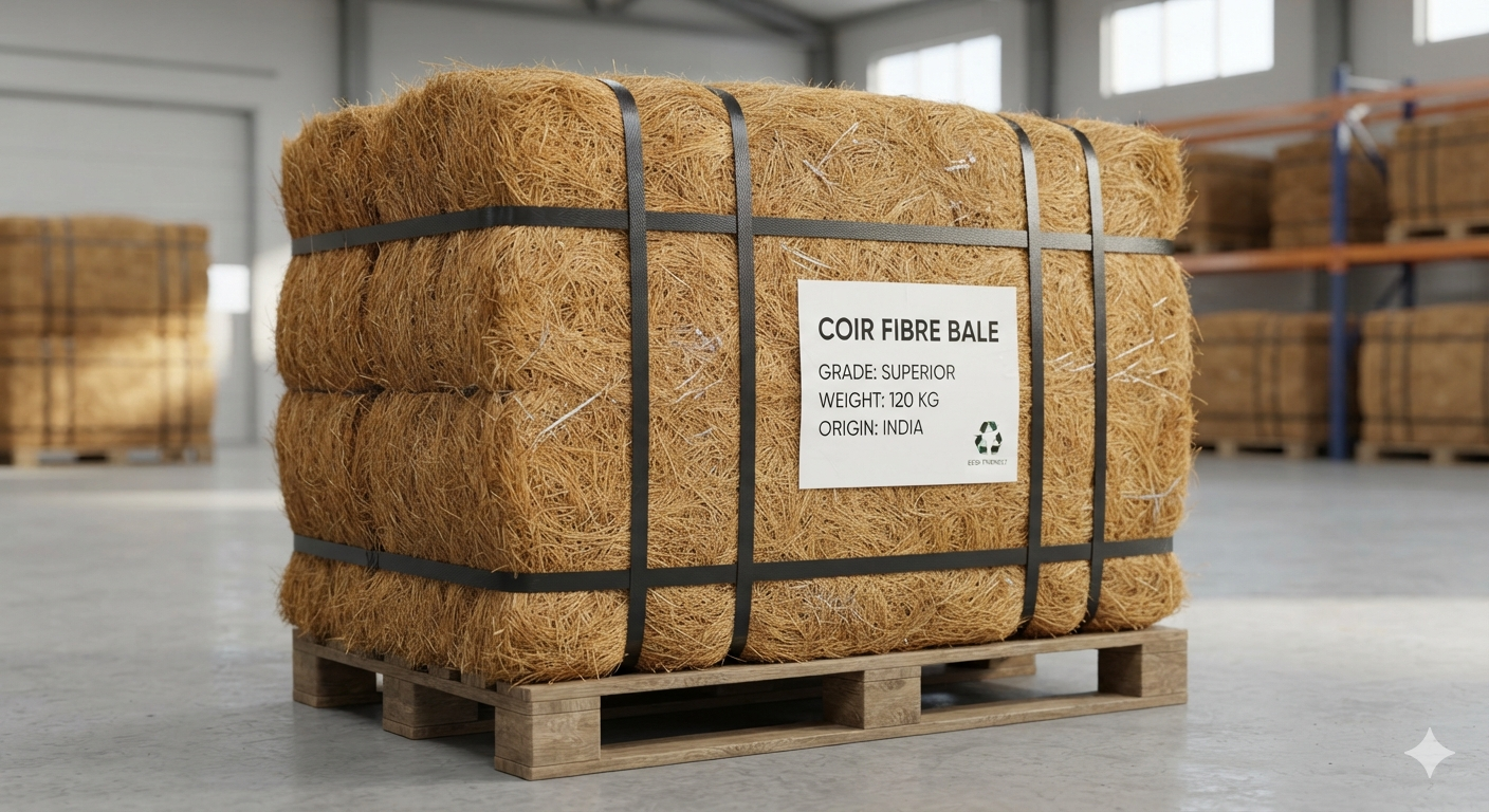 Coir fibre bales — natural coconut fiber